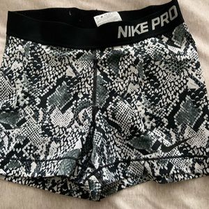 Black and white reptile Nike Pro shorts